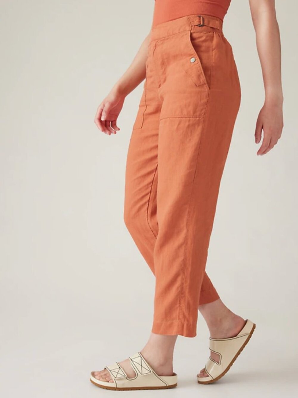 NWT Athleta Voyager Linen Pant in Sunbaked Clay Orange